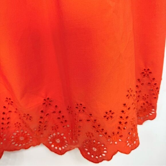 Style House Coral Red Puff Sleeve Keyhole Tie Bust Lacy Hem Maxi Peasant Dress - Picture 8 of 15